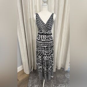 INC International Concepts Black and White Geometric Maxi Dress